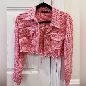 Zara cropped pink blazer